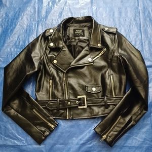 Cropped Leather Moto Jacket